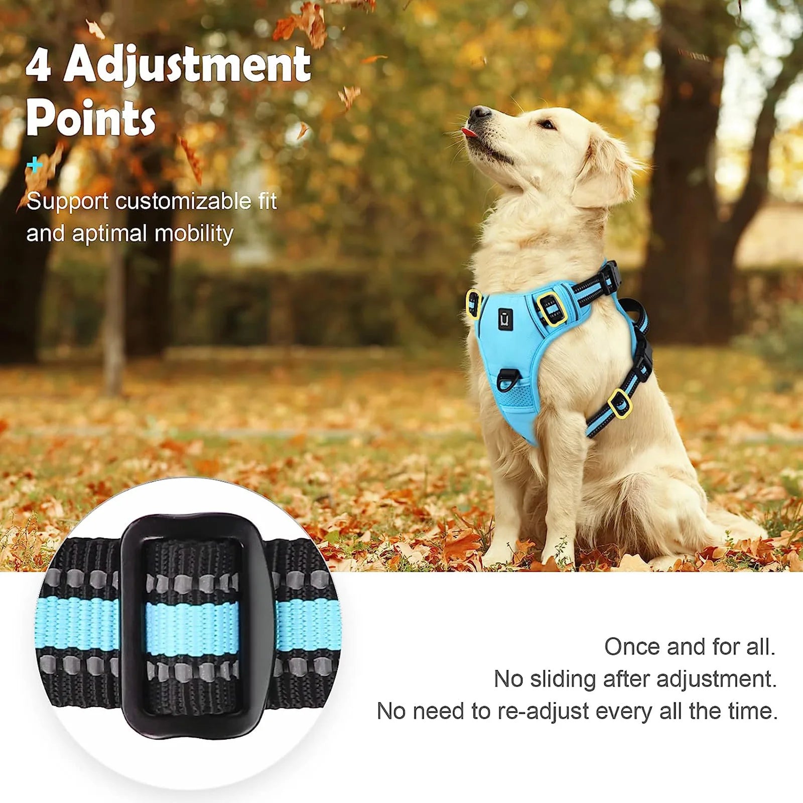 No-Pull Dog Harness – Adjustable Padded Vest with Reflective Straps & Easy Control Handle