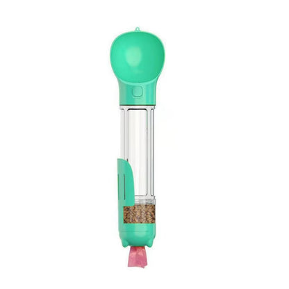 3-in-1 Dog Travel Bottle – Water, Food & Waste Bag Dispenser (Leak-Proof & Portable)