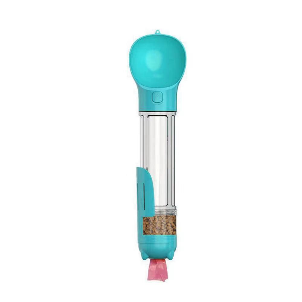 3-in-1 Dog Travel Bottle – Water, Food & Waste Bag Dispenser (Leak-Proof & Portable)