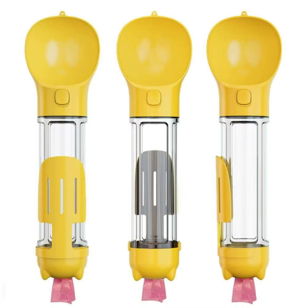 3-in-1 Dog Travel Bottle – Water, Food & Waste Bag Dispenser (Leak-Proof & Portable)